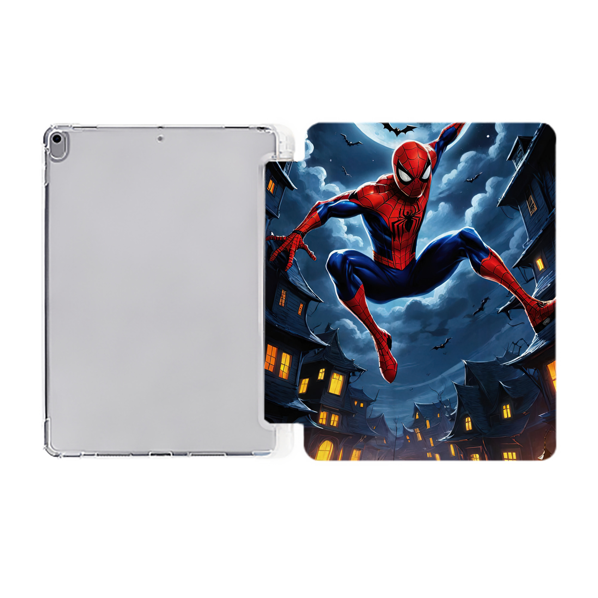 （画像用） Spider Man スパイダーマン IPad ケース ペン収納付き 三つ折りスタンド PUレザー×シリコン 対応機種9.5/10.5/10.9インチ